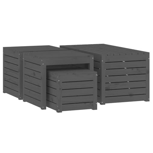 NNEVL 4 Piece Garden Box Set Grey Solid Wood Pine