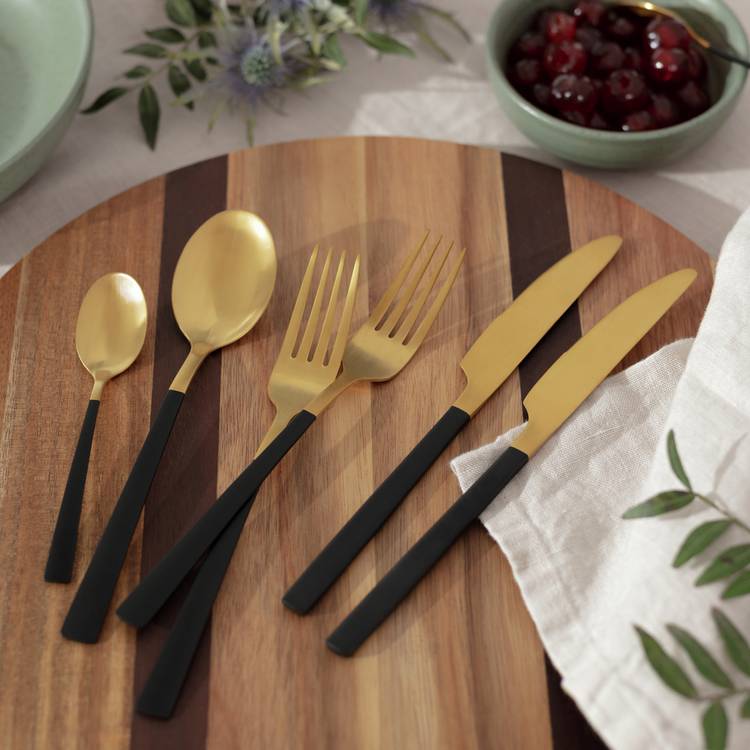 Habitat Two Tone 16 Piece Stainless Steel Cutlery Set
