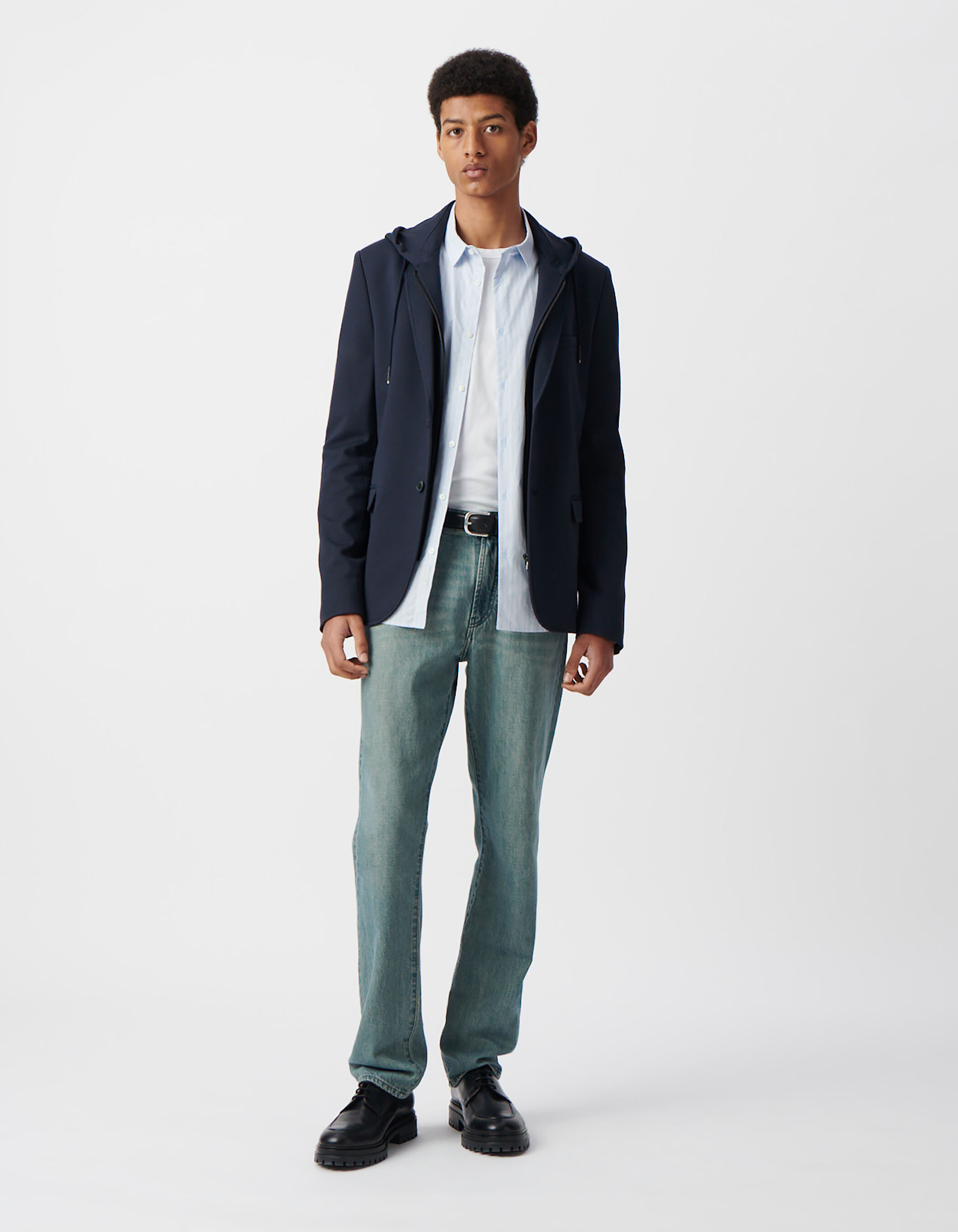 Veste marine avec parementure amovible Homme