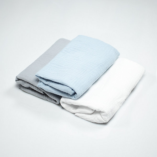 Lot de 3 Draps housses couffin en gaze de coton Uni