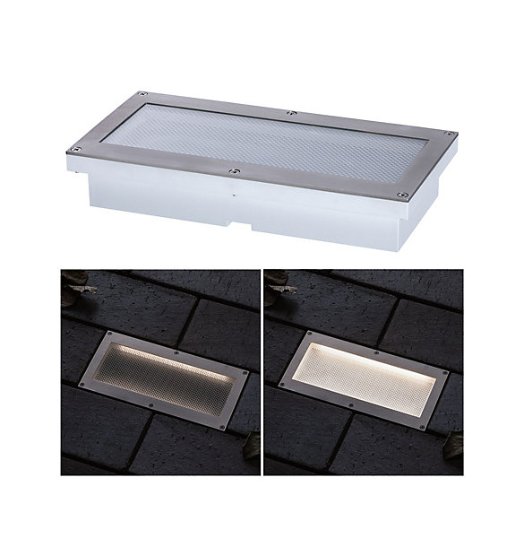 Encastré de sol LED Brick Détecteur de mouvement crépusculaire (IR) IP67 200x100mm 3000K 1,6W 50lm 230V Alu Gris Métal Acier inoxy