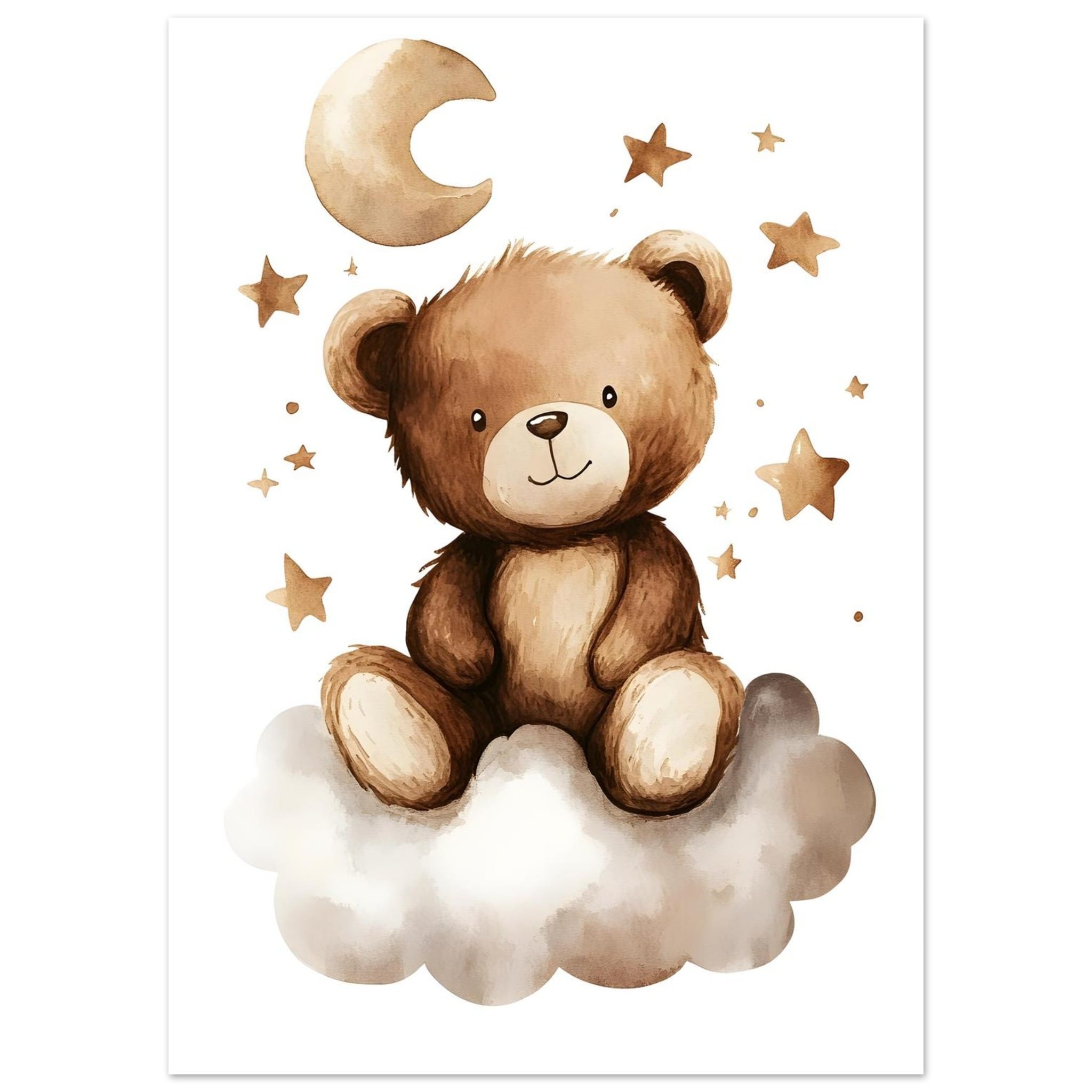 Artfulprints Poster Beertje in dromenland  - 50x70 cm - Bruin