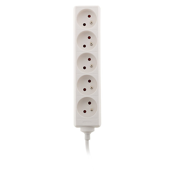 Bloc multiprise 5 prises 2P T 16A blanc - Zenitech