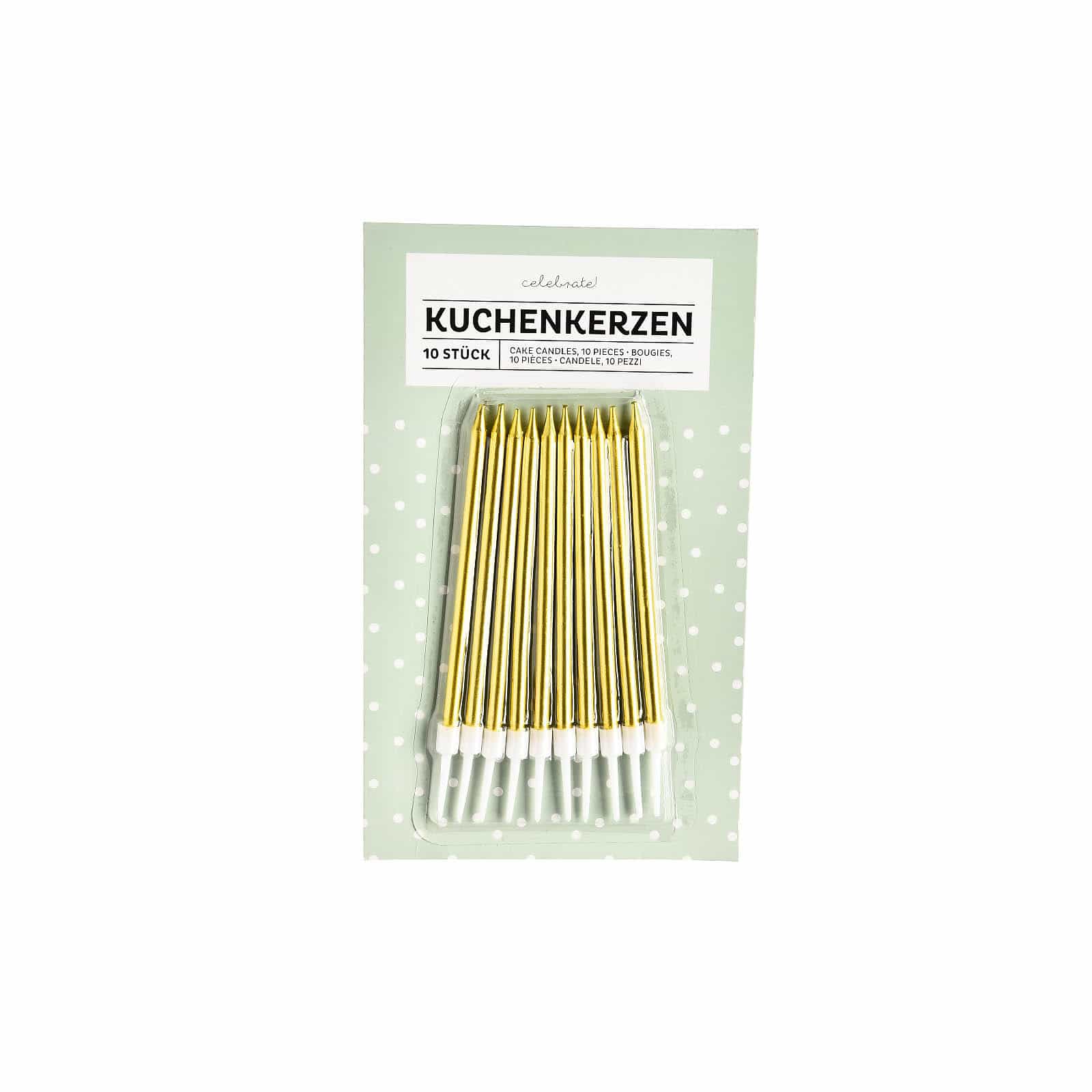 Kuchenkerzen Gold,H 110 mm, 10 Stück
