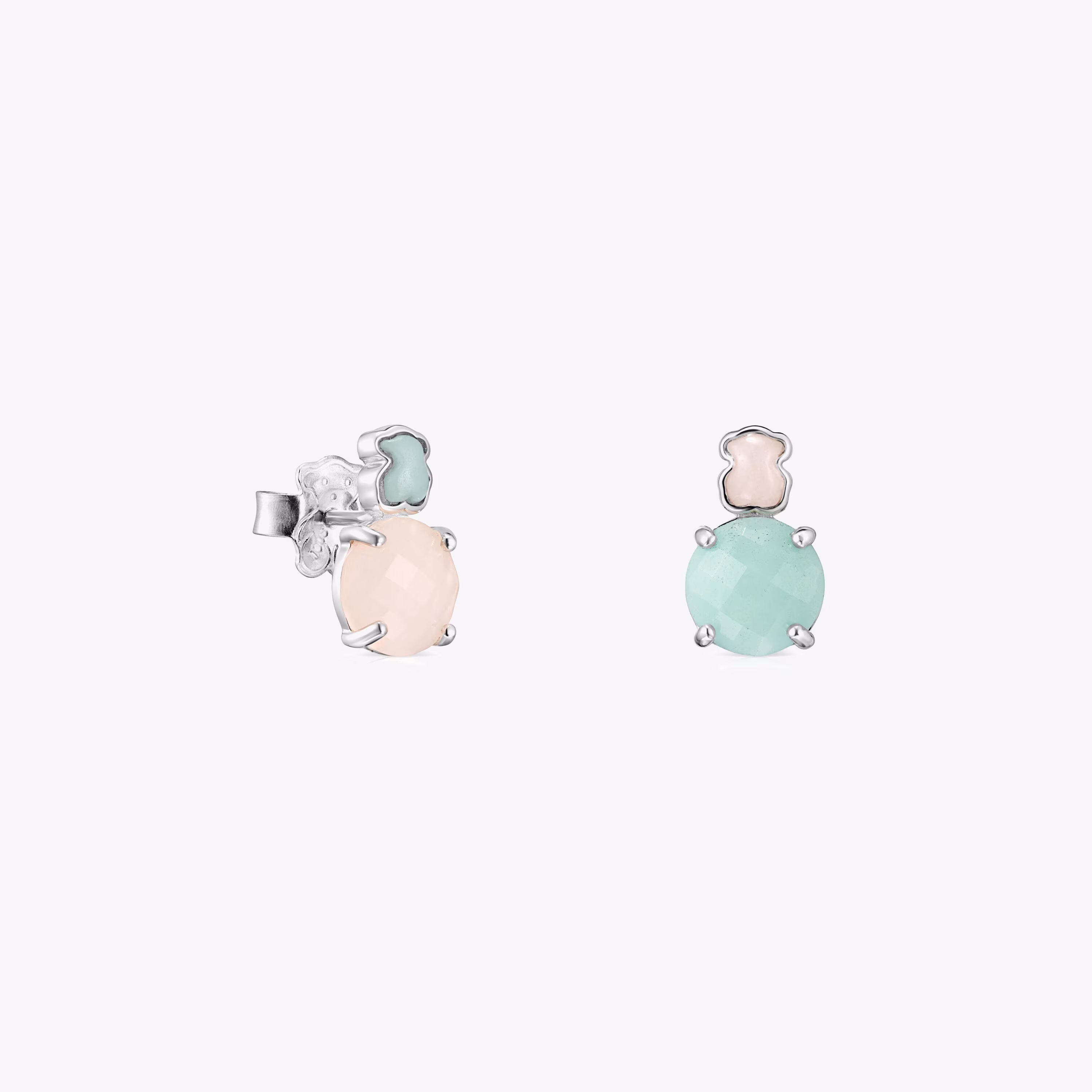 Pendientes de plata con amazonita y cuarzo rosa Mini Color