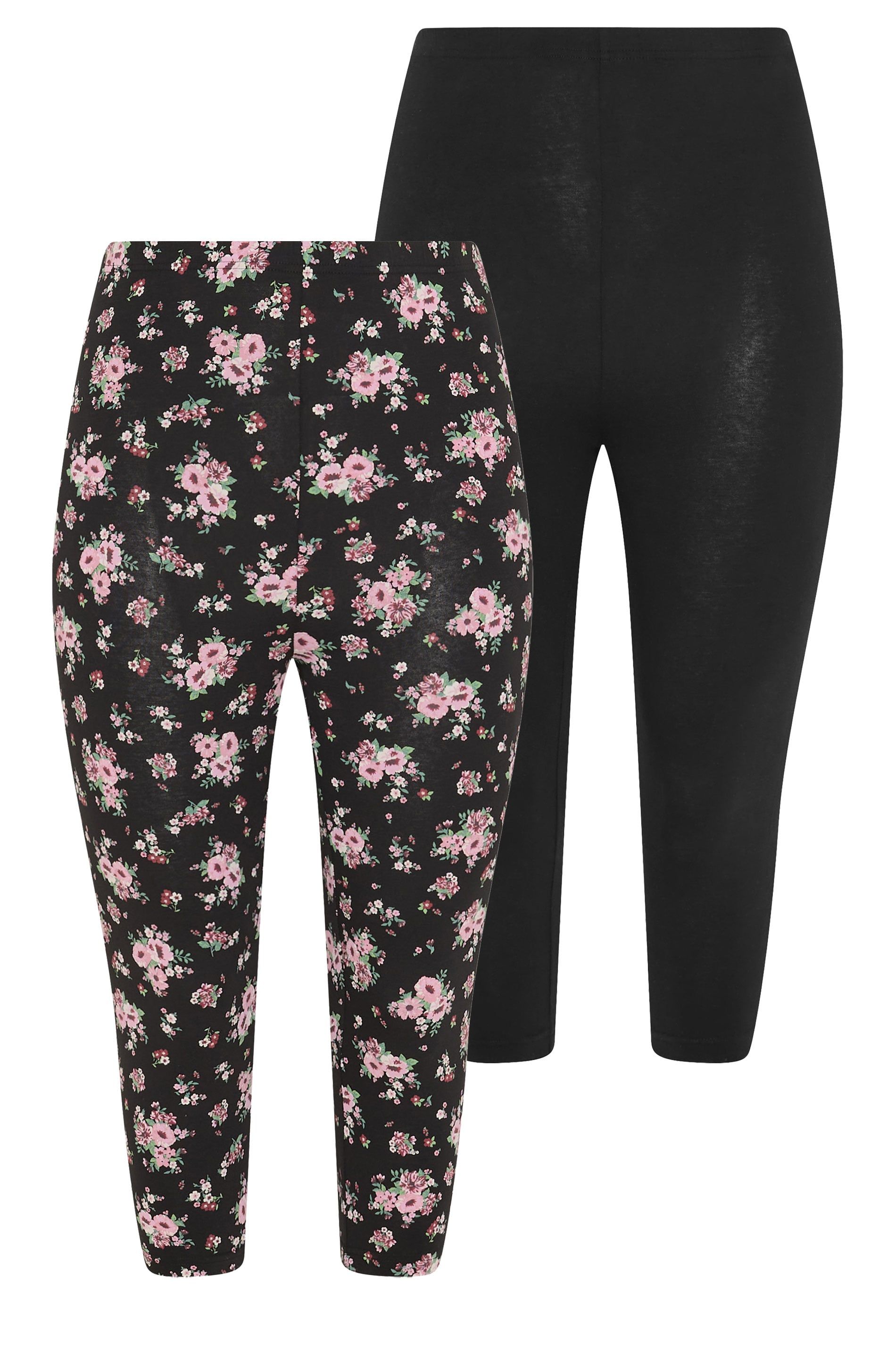 Yours 2 Pack Floral Cropped Leggings