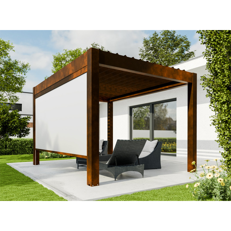 Store beige pour pergola bioclimatique Capri effet rouillé 6 x 2,25 m