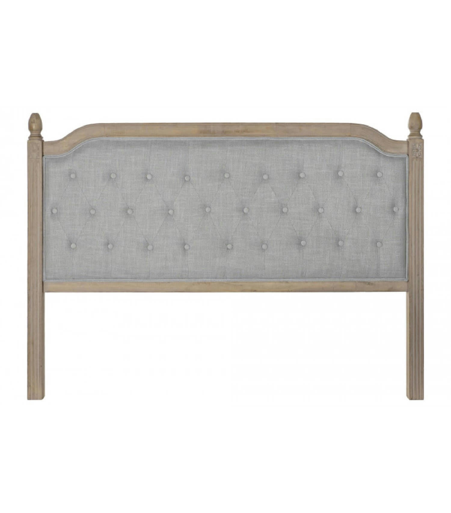 LIN - Tête de lit classique en bois et tissu capitonné lin gris L160cm