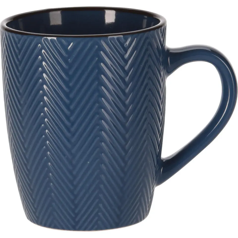 Siaki Koffiemok/theemok - Fishbone - blauw - 370 ml