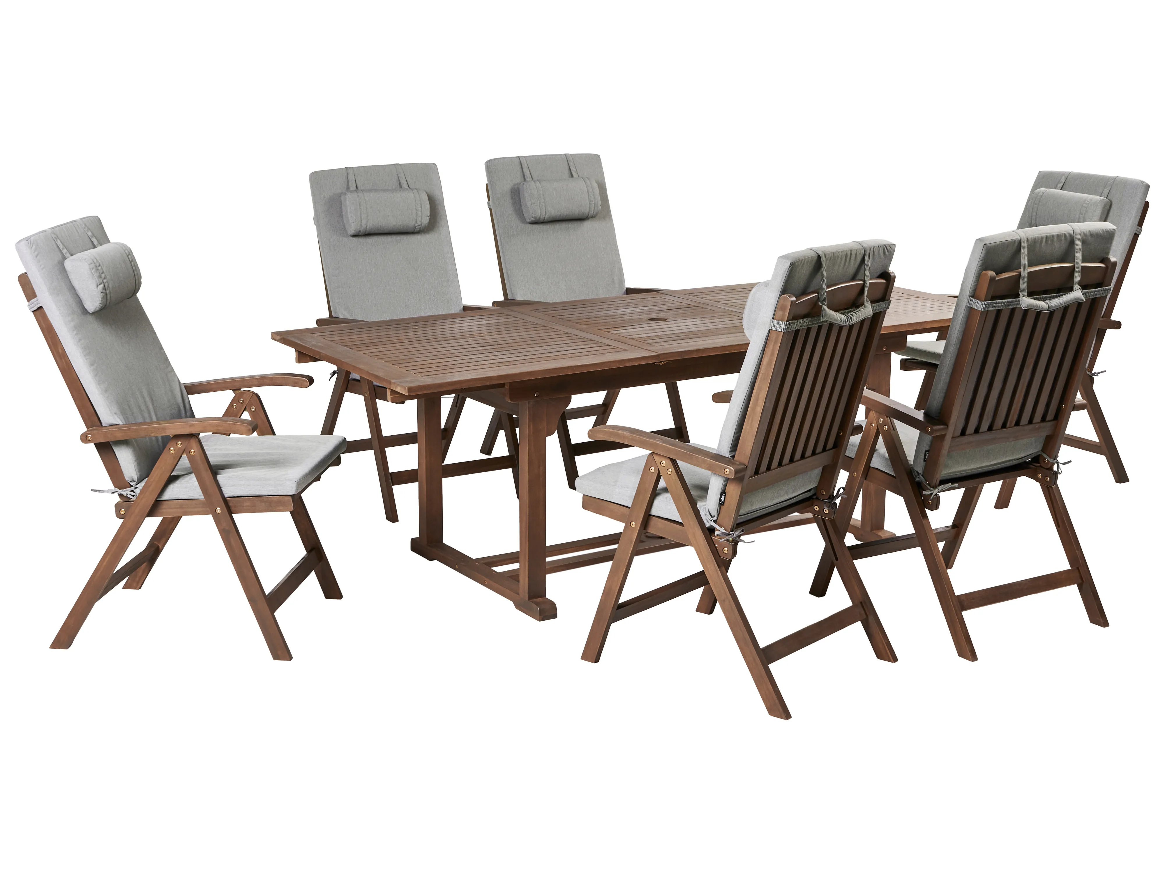 Garden Dining Set 6 Seater AMANTEA PREMIUM Acacia Wood Grey Melange