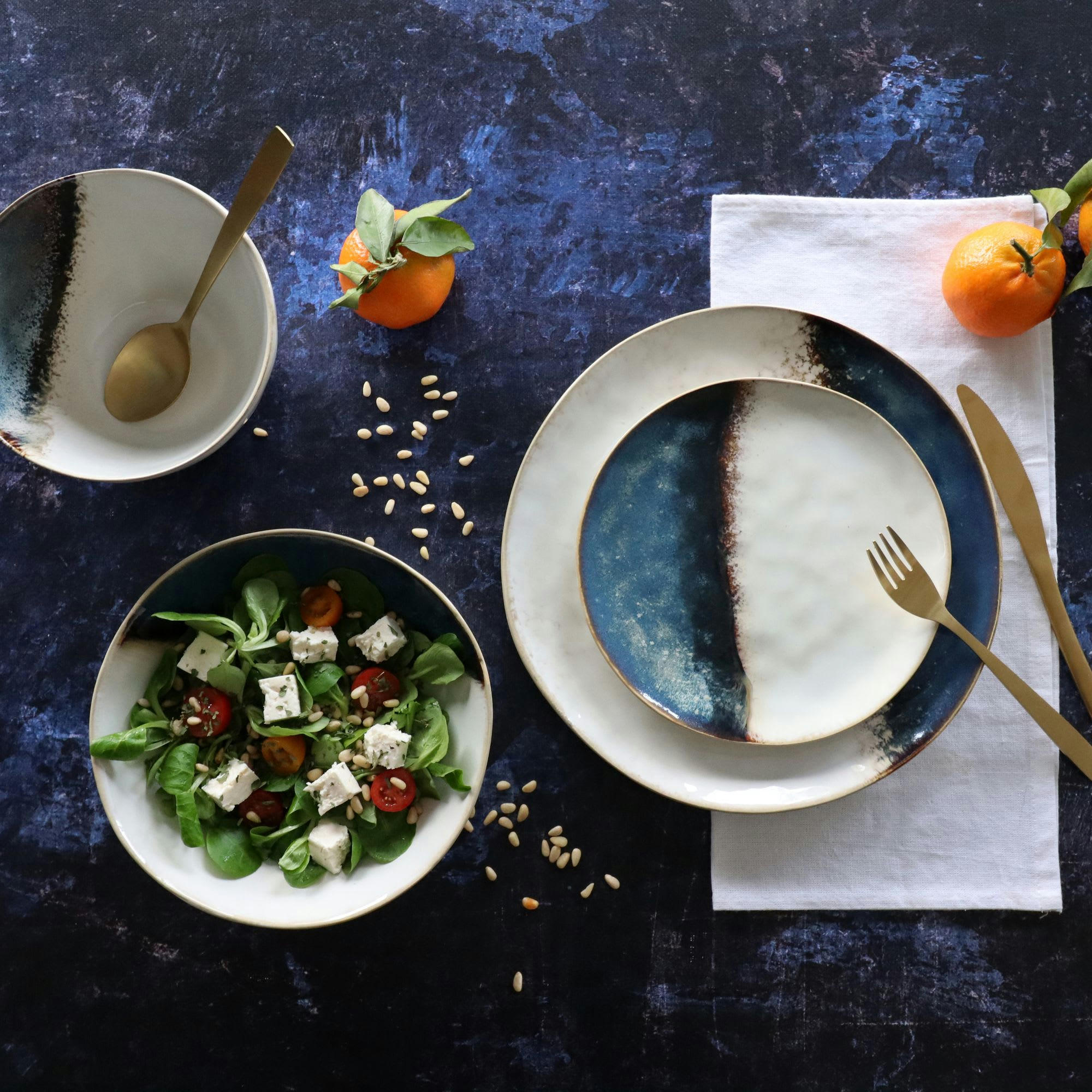 KATANGA - Lot de 6 assiettes à dessert en grès blanc 20,5cm