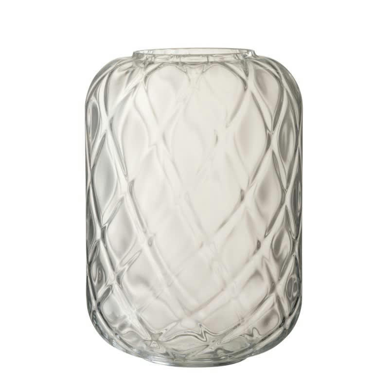 - Vase avec strie en verre transparent 24x24x33 cm