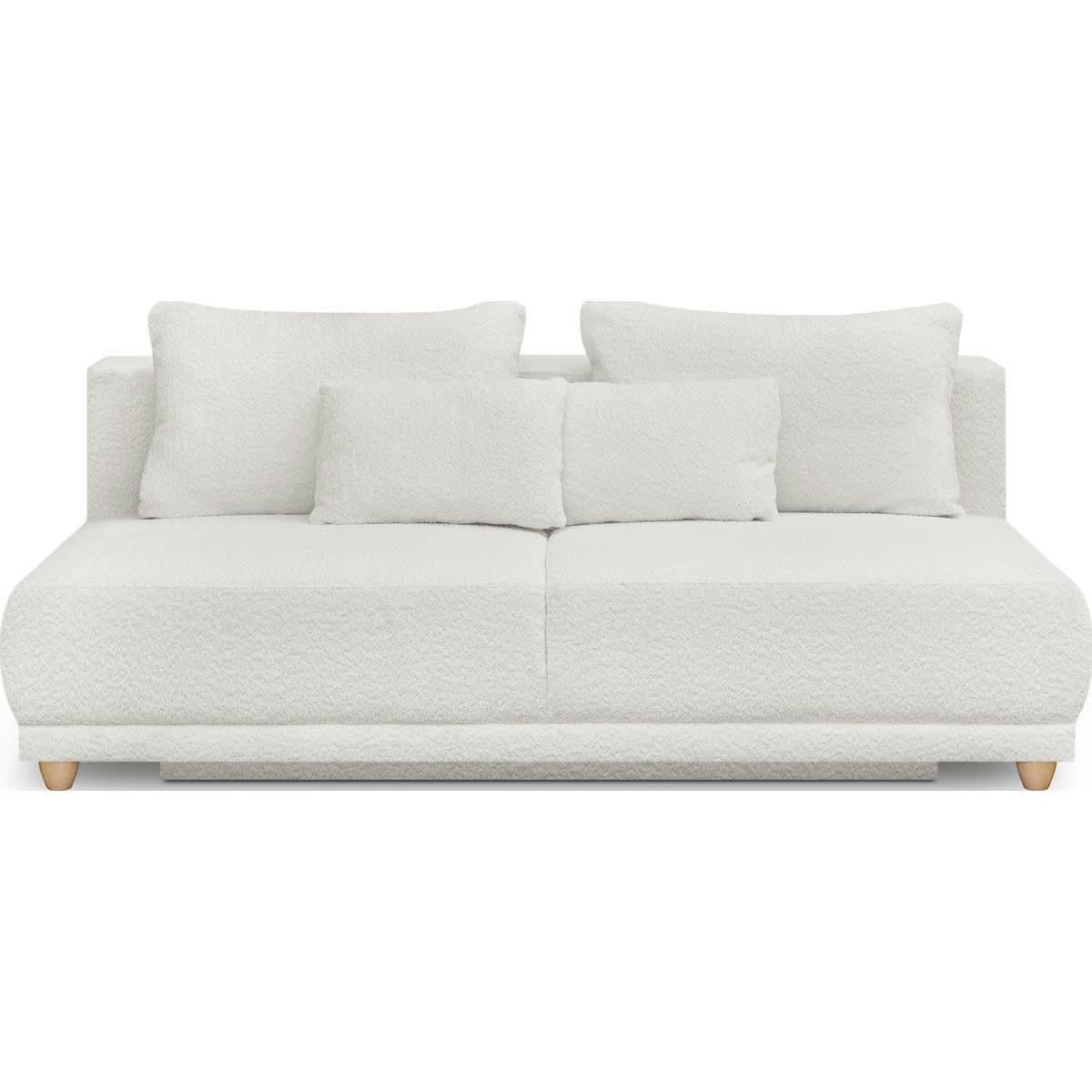 ELIA - Canapé convertible 3 places avec coffre en tissu bouclette écru