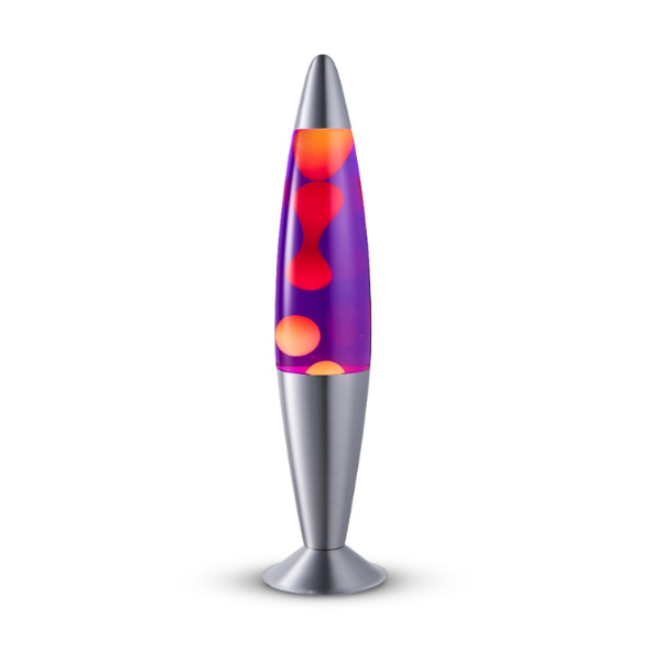 Lighto | Lavalamp zilver – paarse vloeistof met gele lava
