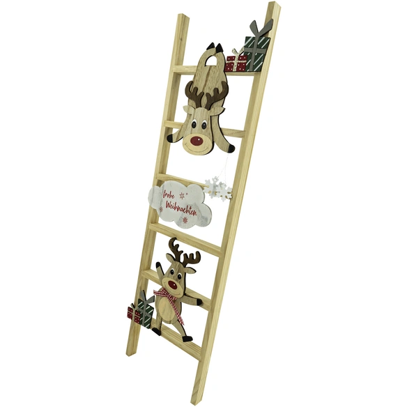 Weihnachtsfigur, Leiter, braun/rot/weiß