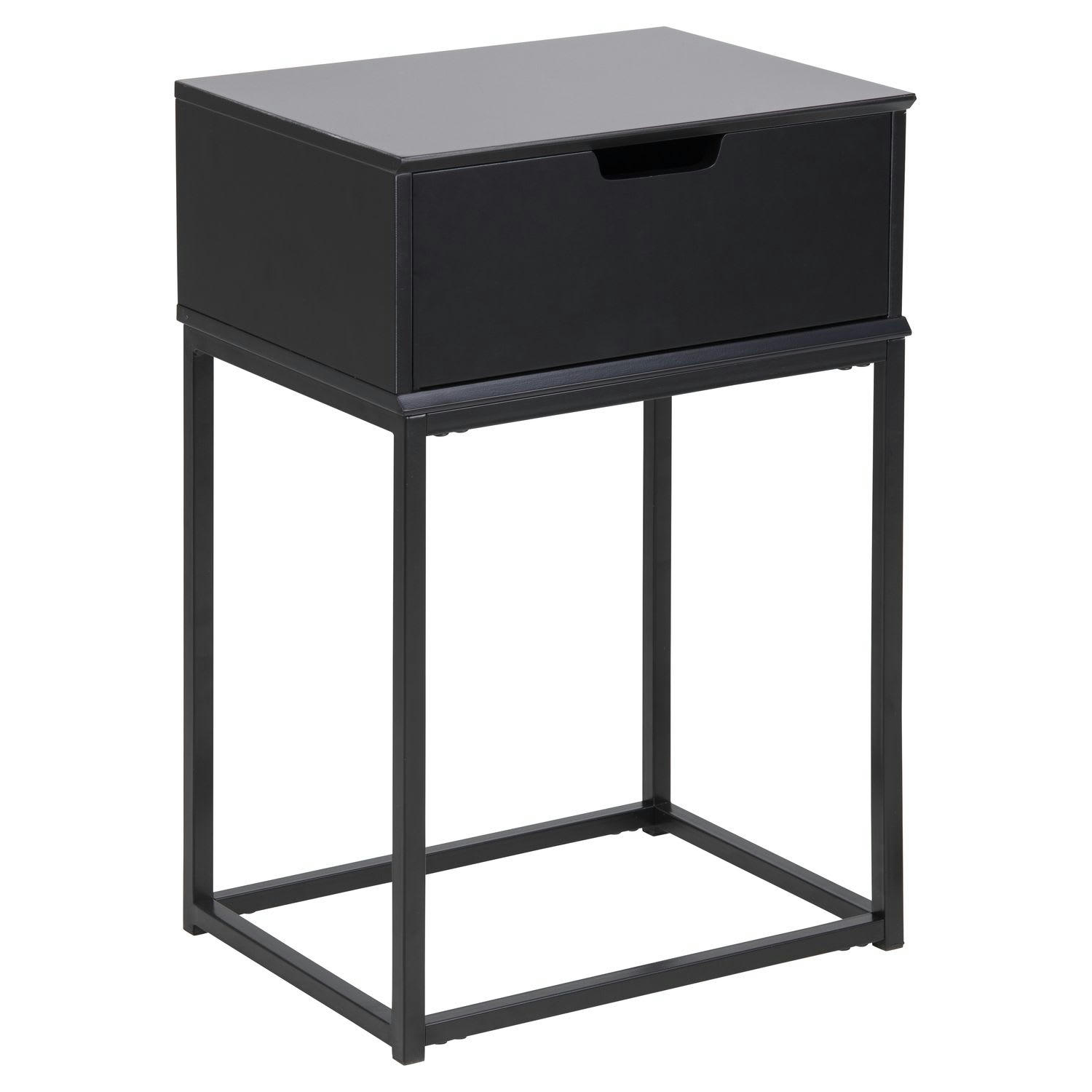 MIRRA - Table de chevet 1 tiroir en mdf et métal noir