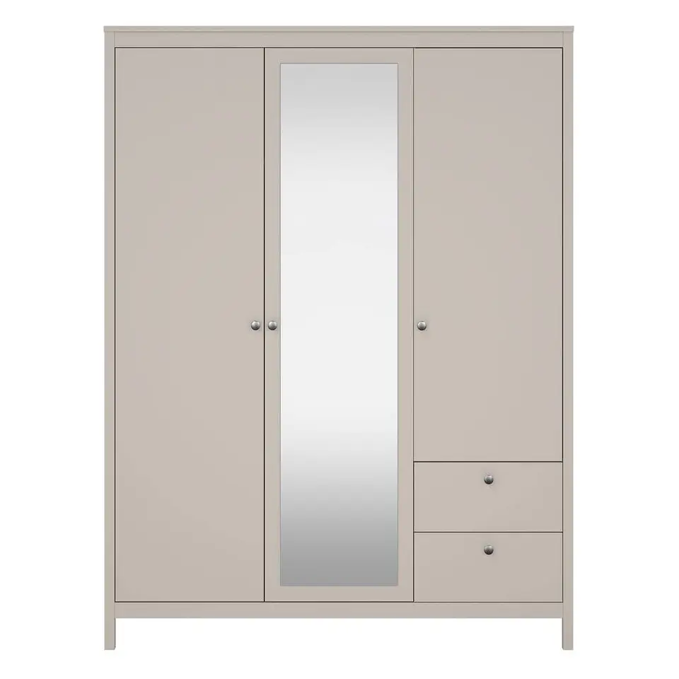 Kledingkast Madeira 3-deurs met spiegel - greige - 199x150x58 cm