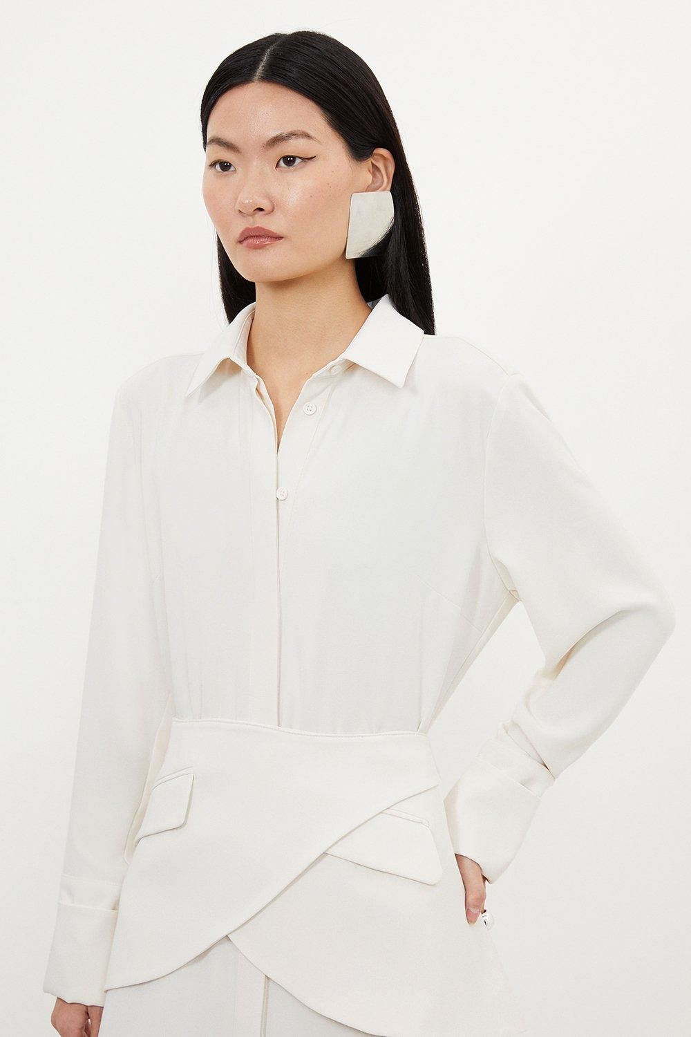KarenMillen Petite Soft Tailored Belted Maxi Shirt Dress