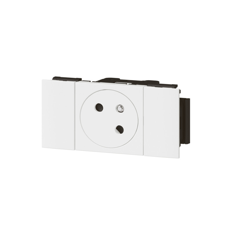 Prise plate Mosaic Link DLP 2 P   A affleurante à clipser en plastique blanc LEGRAND