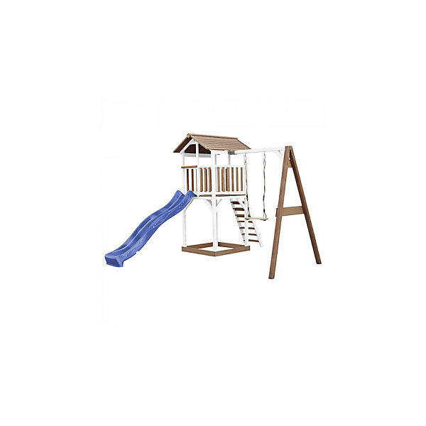AXI Beach Tower avec Balancoire Simple Marron Blanc Bleu Toboggan