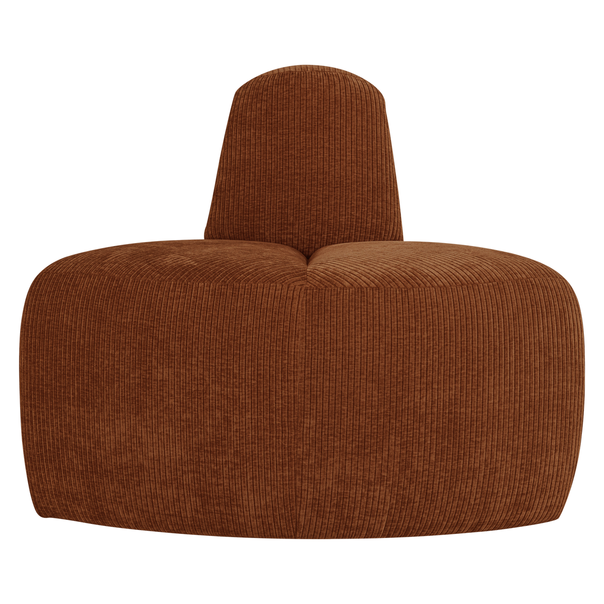 WOOOD eetbank hoek rond rugleuning Mojo - Ribstof - Roestbruin - 83x100x74