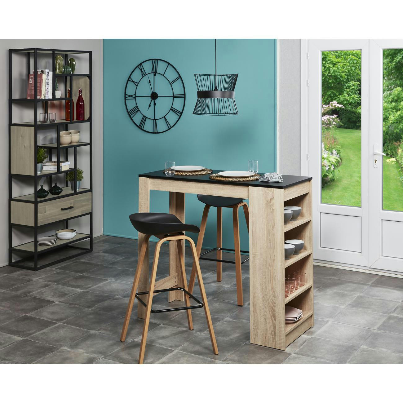 ARIANA - Tabouret de bar assise plastique dur noir - Lot de 2