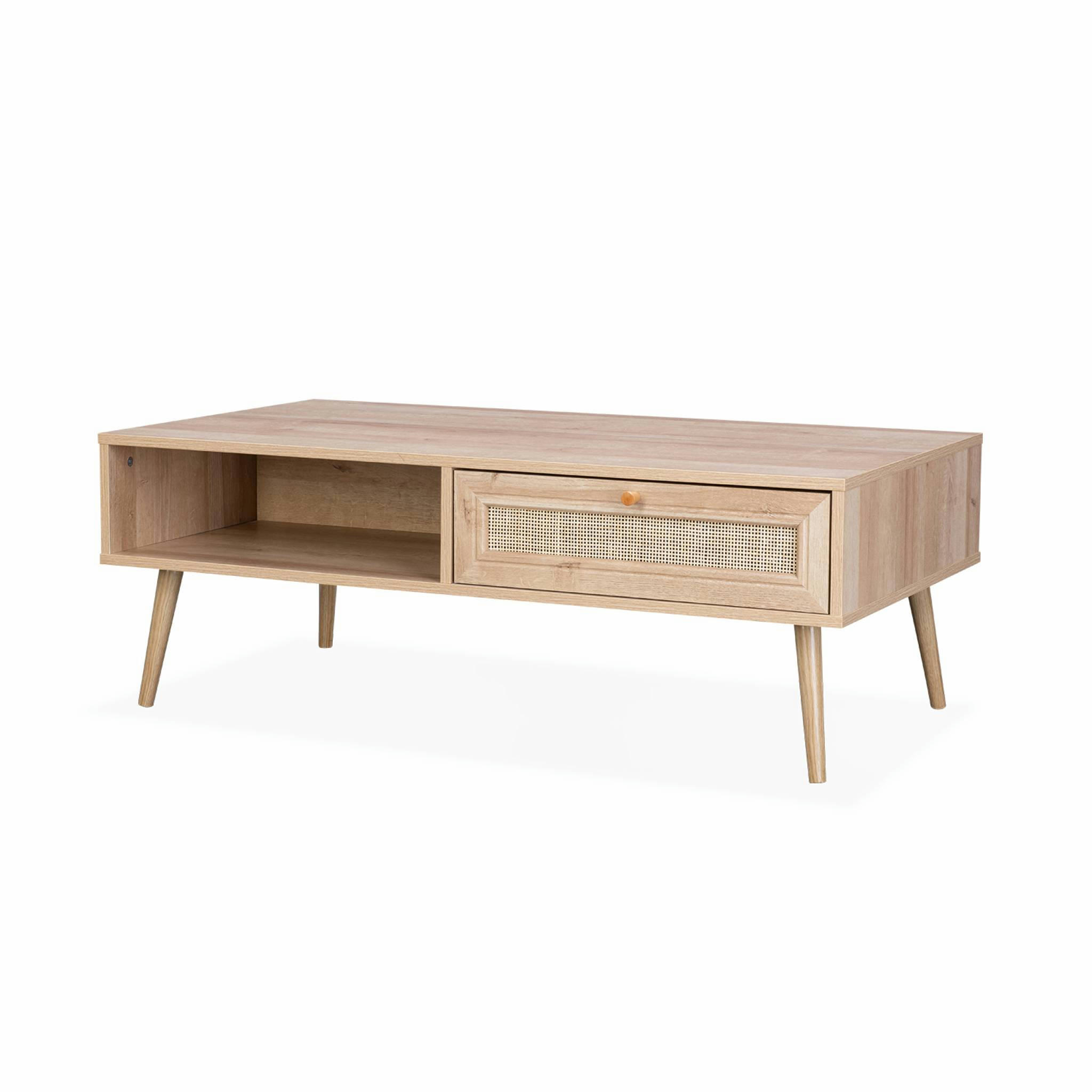 BOHÈME - Table basse en cannage 1 tiroir 110x59x39cm