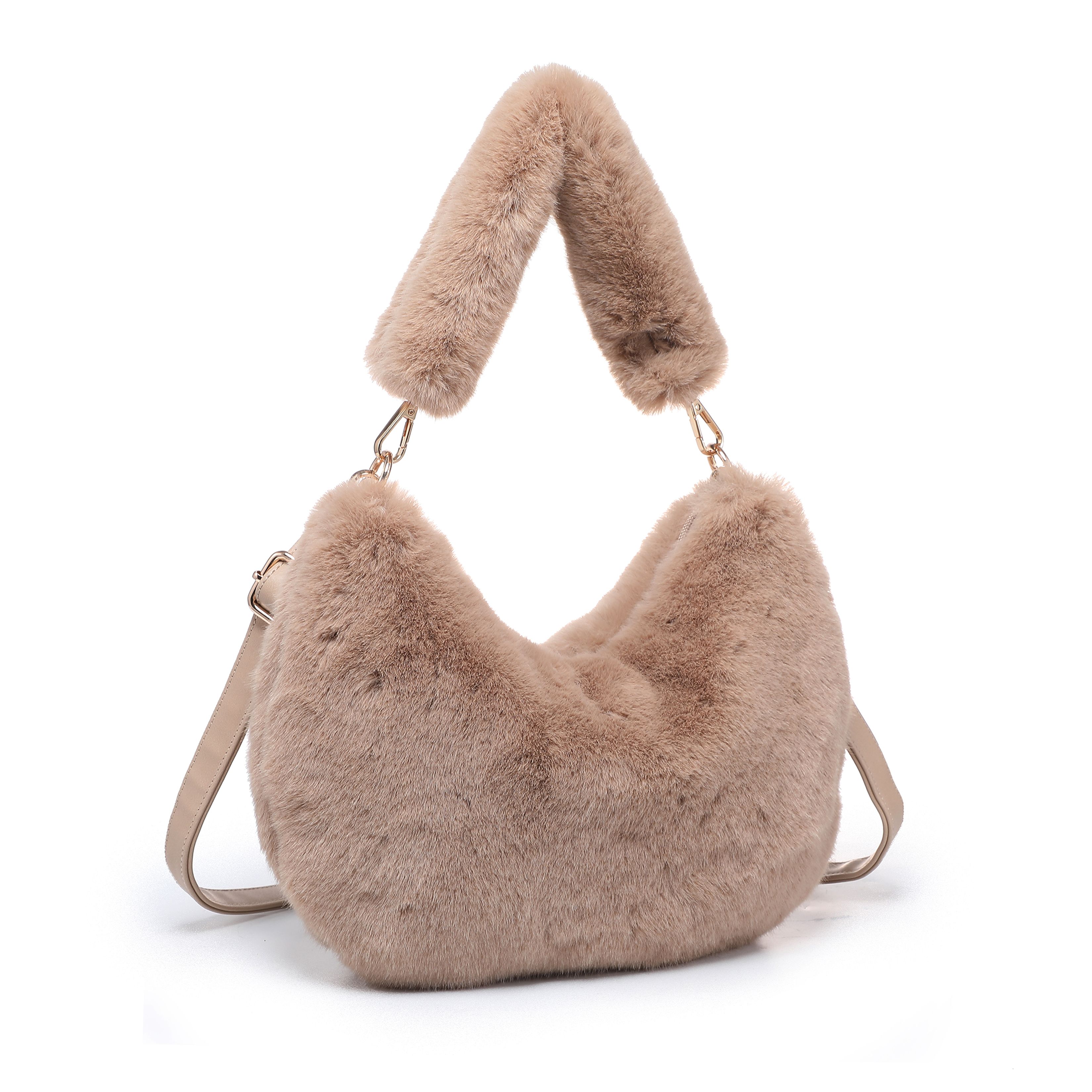 JFY Faux Fur Fluffy Handle Shoulder Bag