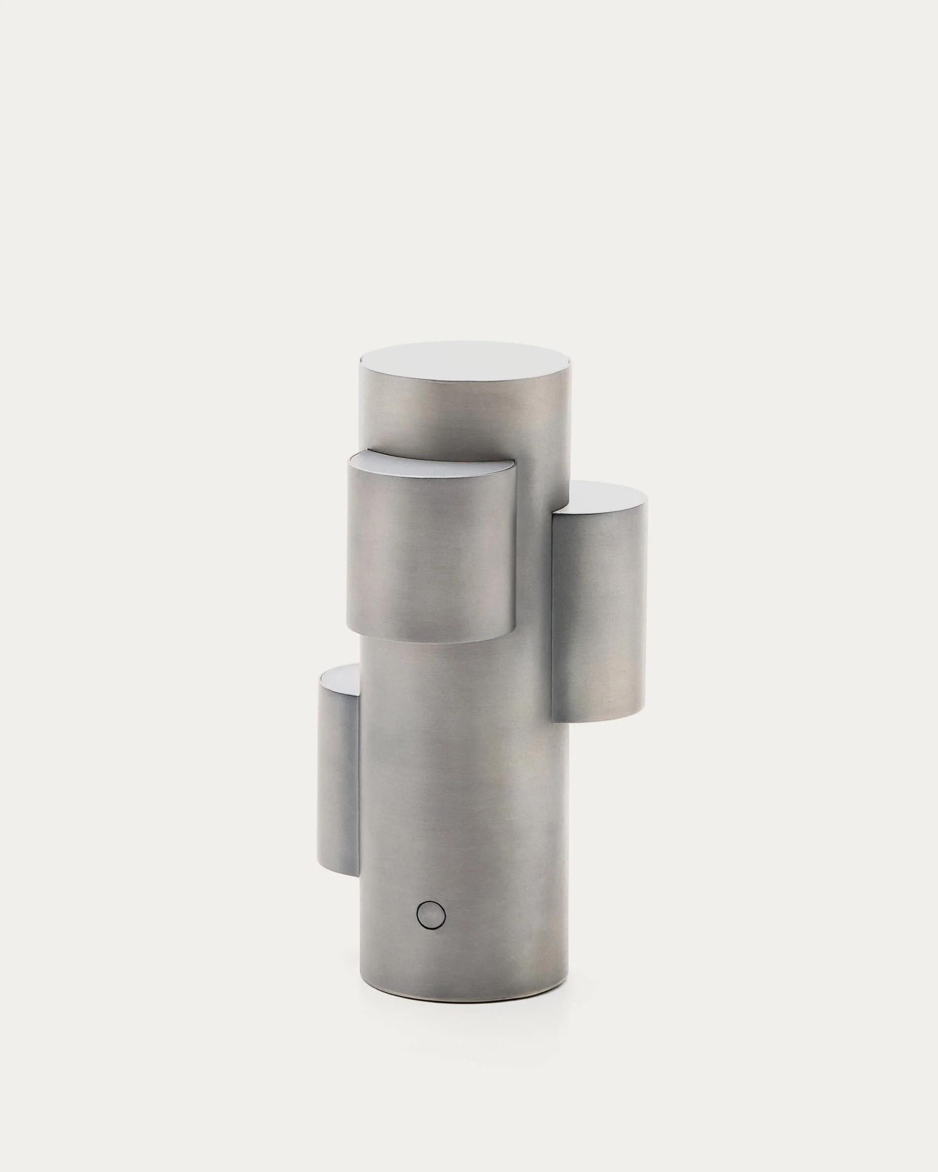 Adrina portable LED table lamp in light grey metal with brushed finish