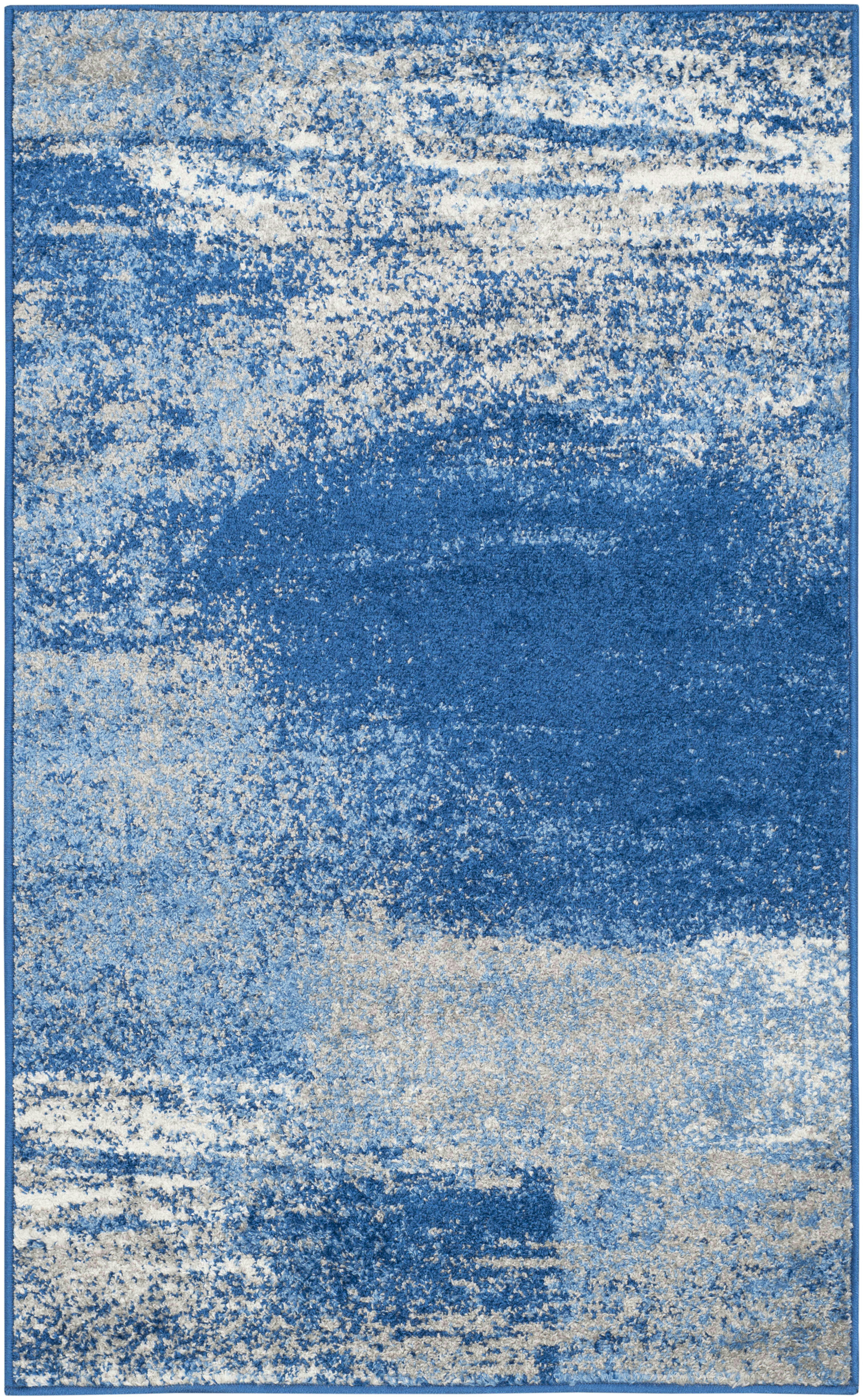 ADIRONDACK - Tapis de salon interieur en argent & bleu, 122 x 183 cm