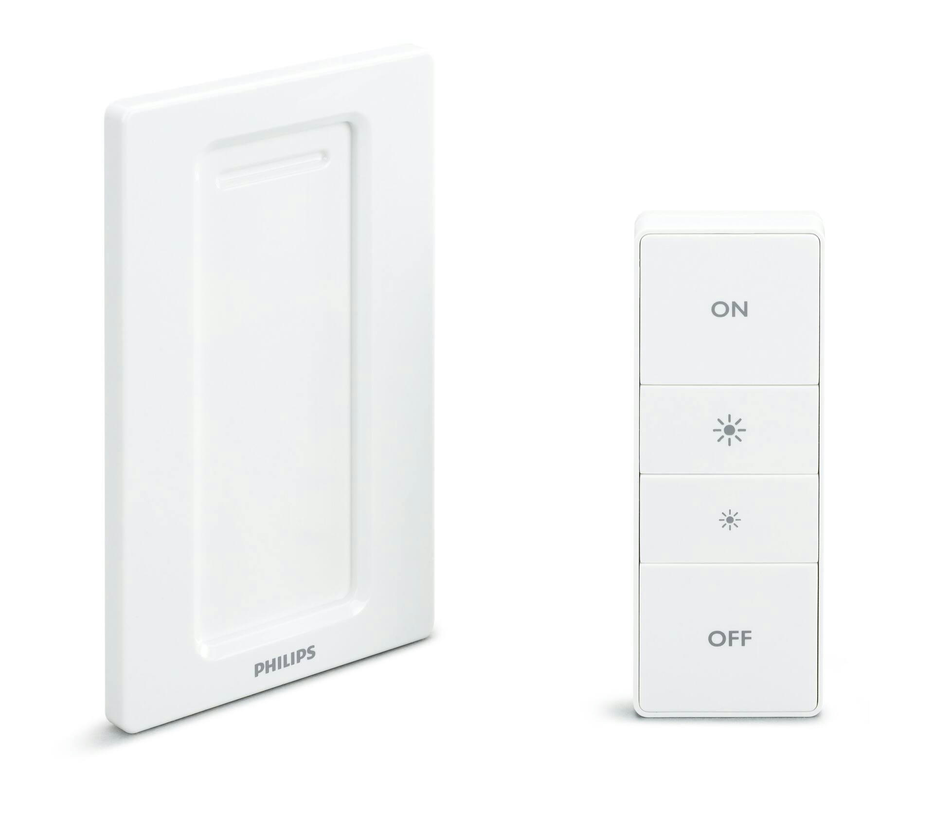 PHILIPS Hue 562777 Smart LED Wireless Dimmer Switch and Remote (2nd Generation), Installation-Free, White