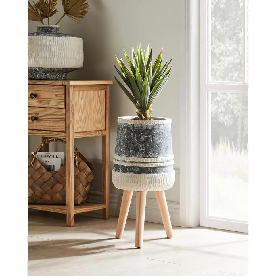 ARISAEMA - Bloempot - Beige/Grijs - Magnesium