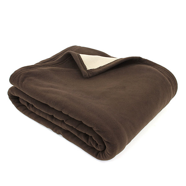 Couverture polaire luxe 180x220 cm 100% polyester 430g/m2 NARVIK Marron Chocolat