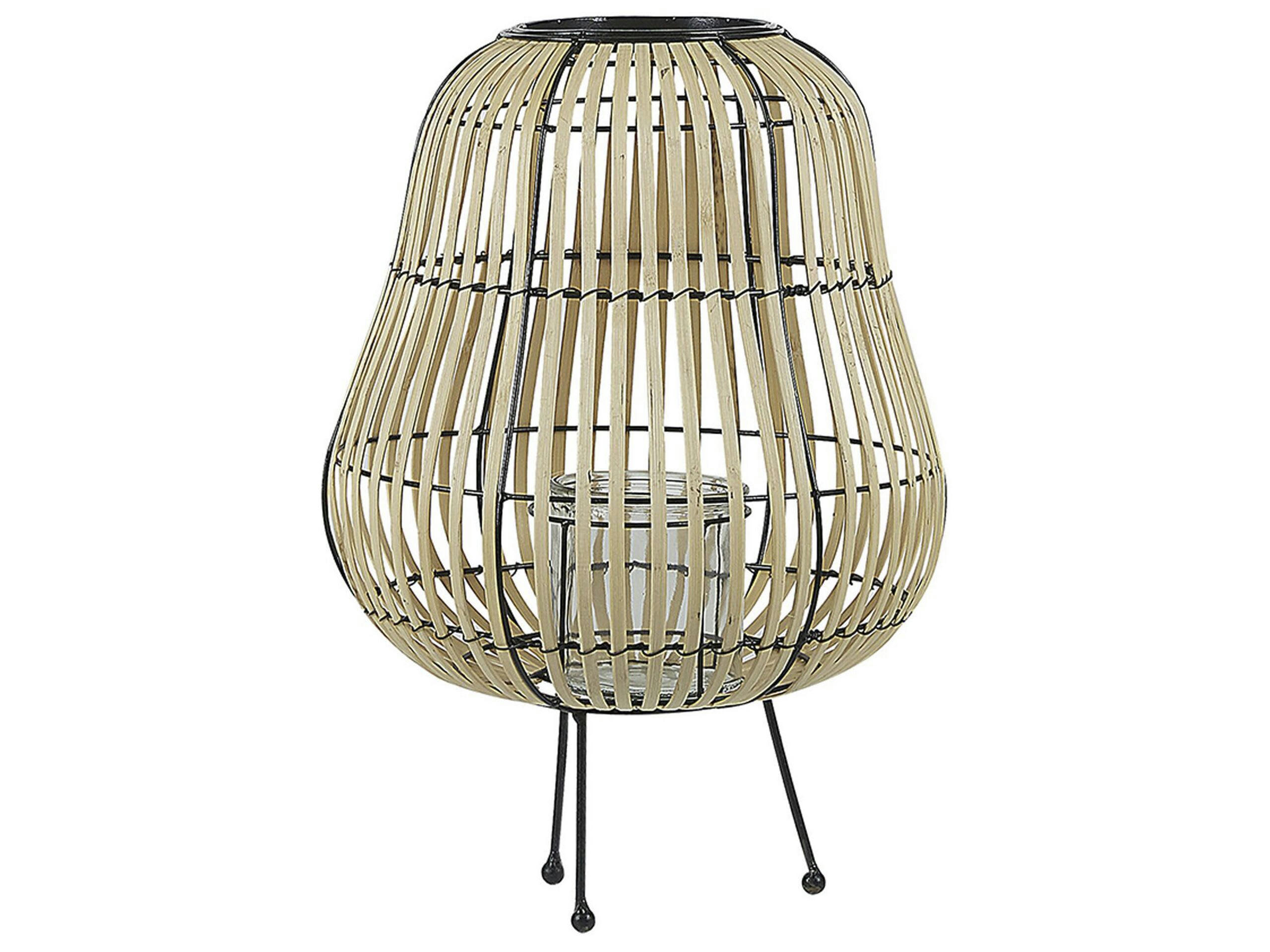 BERKNER - Lanterne décorative en bois de saule clair H44cm