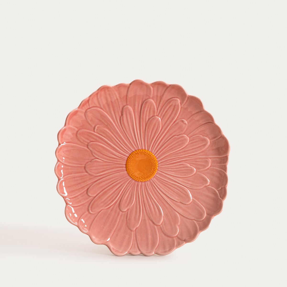 Talerz RASSET obiadowy z kwiatem różowy 26 cm