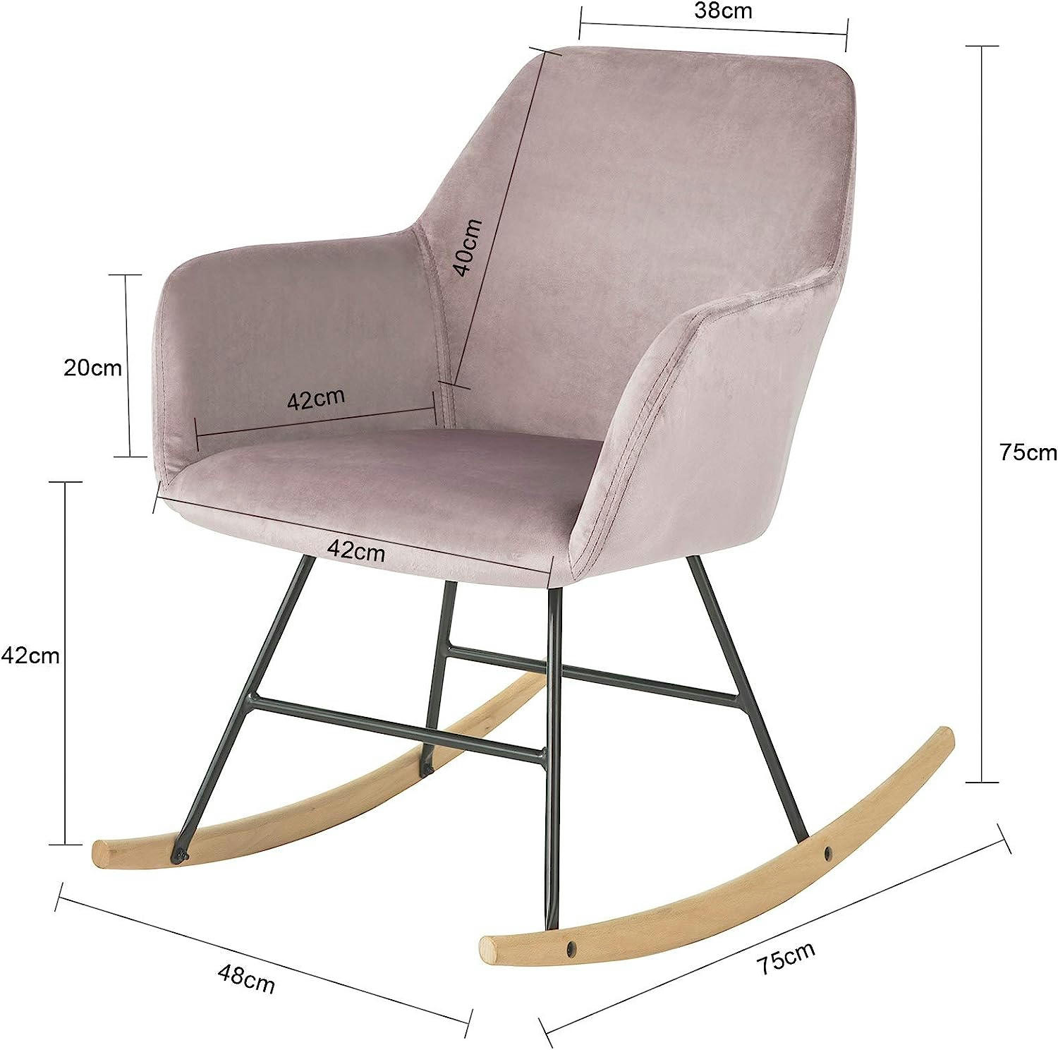 - Fauteuil à bascule avec accoudoirs en métal et bois