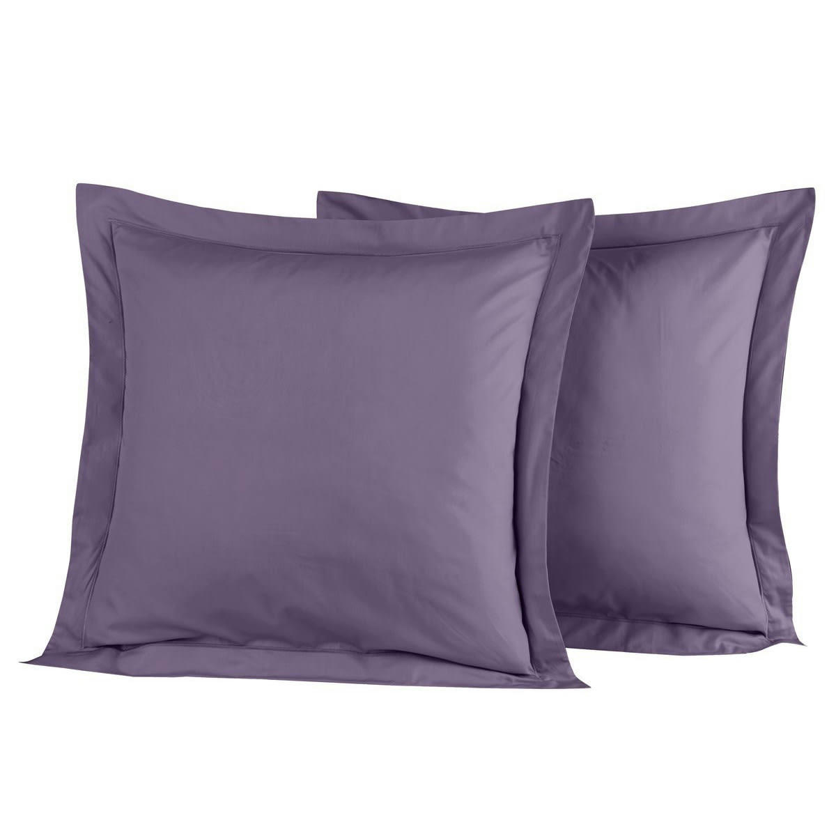 SOFT PERCALE - Lot de 2 taies d'oreiller en percale de coton pourpre 65x65 cm