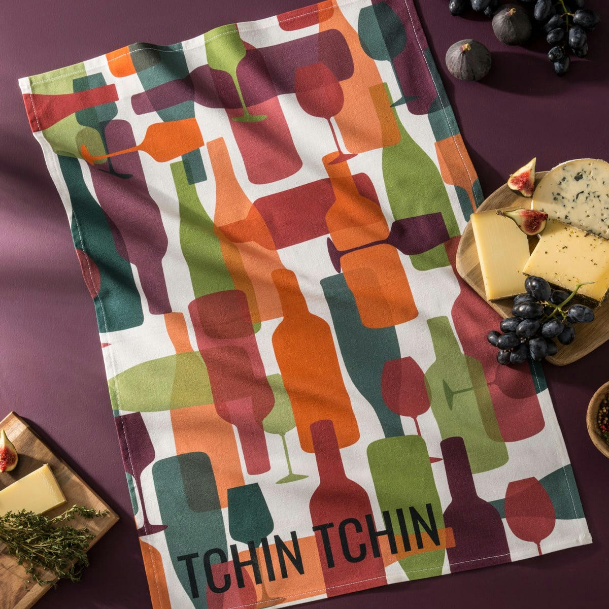 TCHIN TCHIN - Torchon imprimé en coton multicolore 50x75