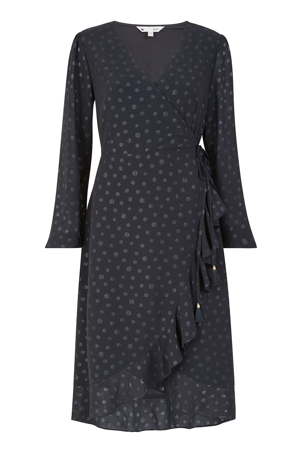 Yumi Black Spotted 'Serena' Wrap Dress