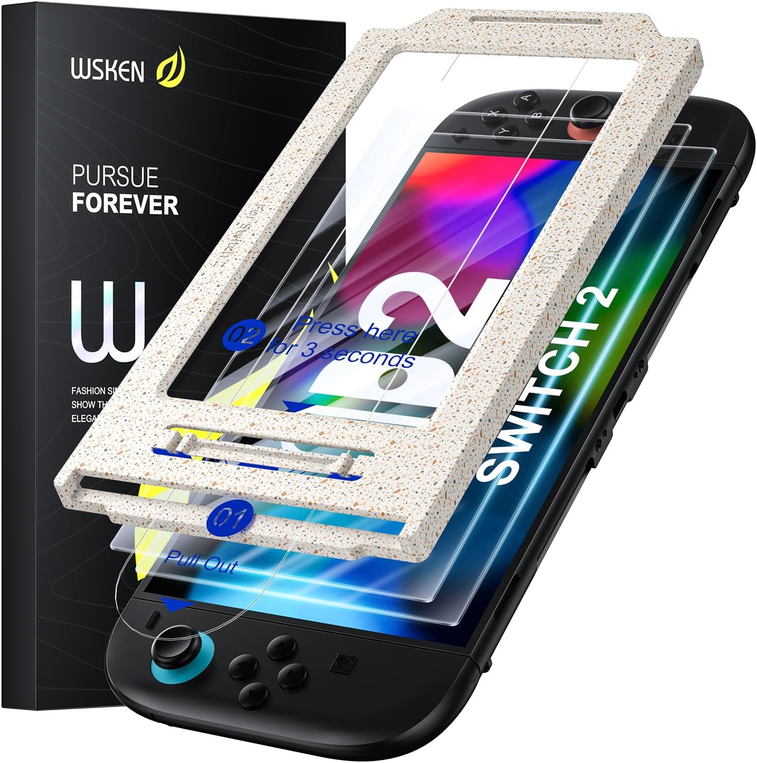 WSKEN for Nintendo Switch 2 Screen Protector - Shatterproof Tempered Glass with Auto-Dust Removal, Zero Bubbles Auto-Alignment, Anti-Scratch Glass Film for Switch 2 (2025) Accessories, 2 PCS