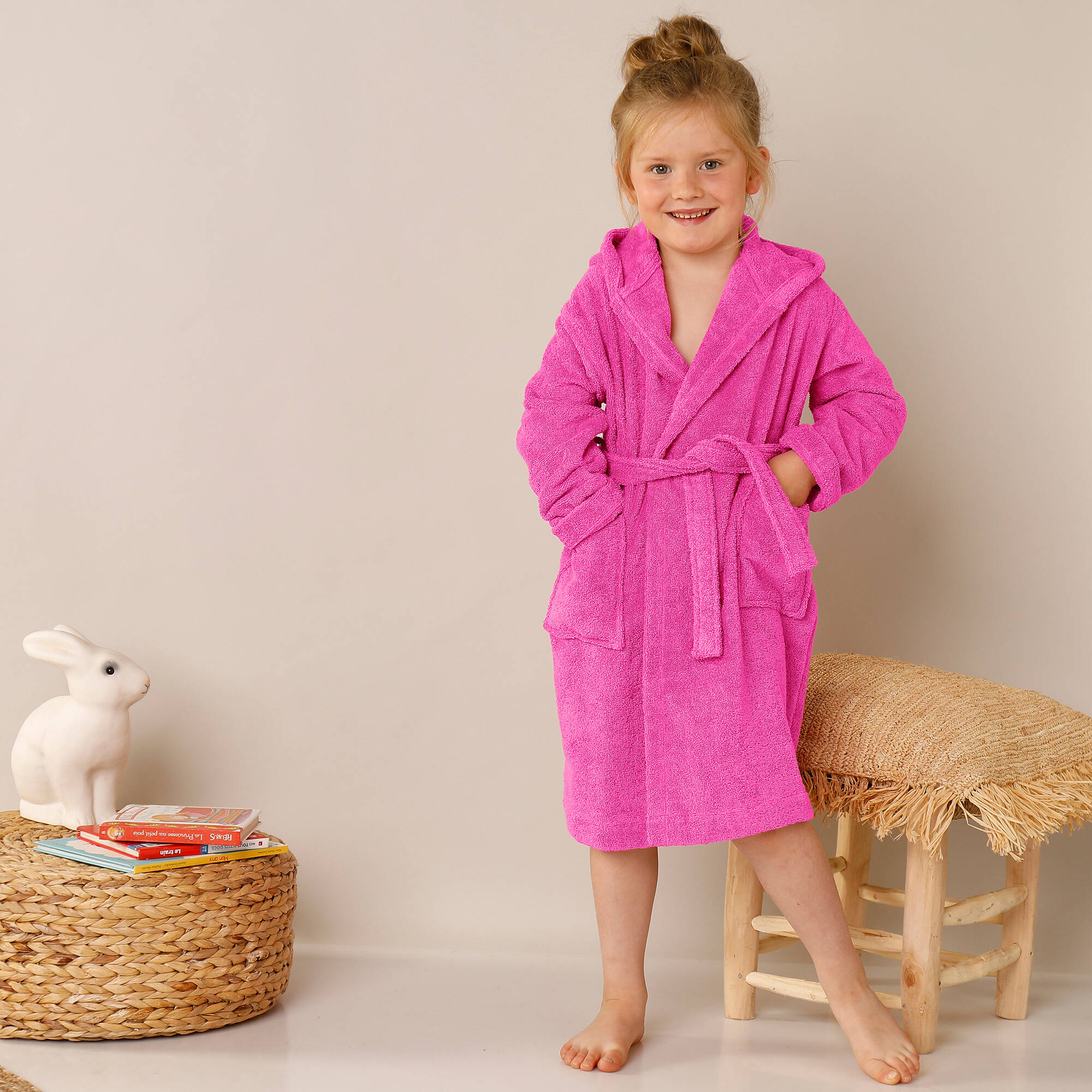 Peignoir de bain enfant licorne à capuche éponge coton - 340 g/m²