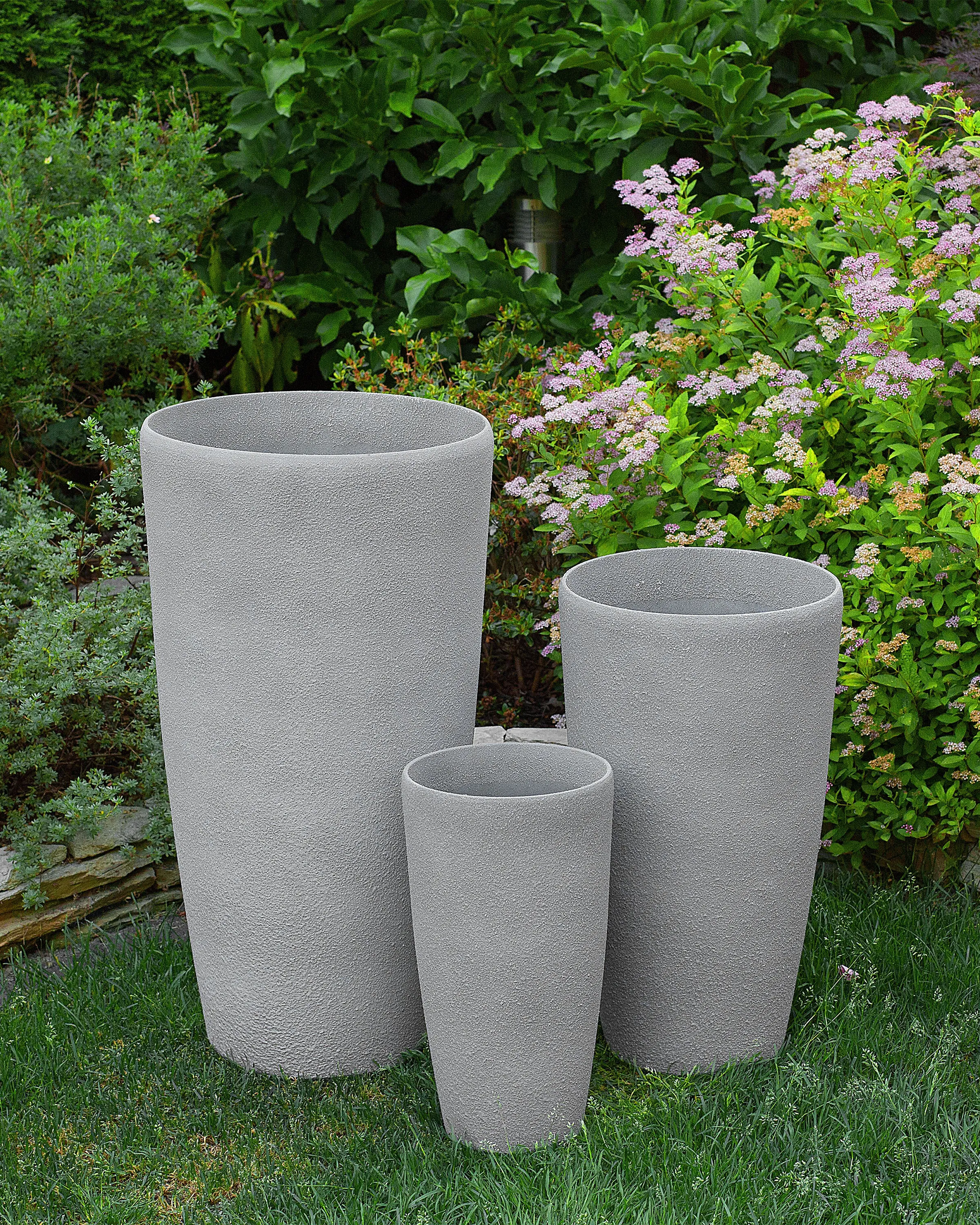 Set of 2 Plant Pots ABDERA 31 cm Grey
