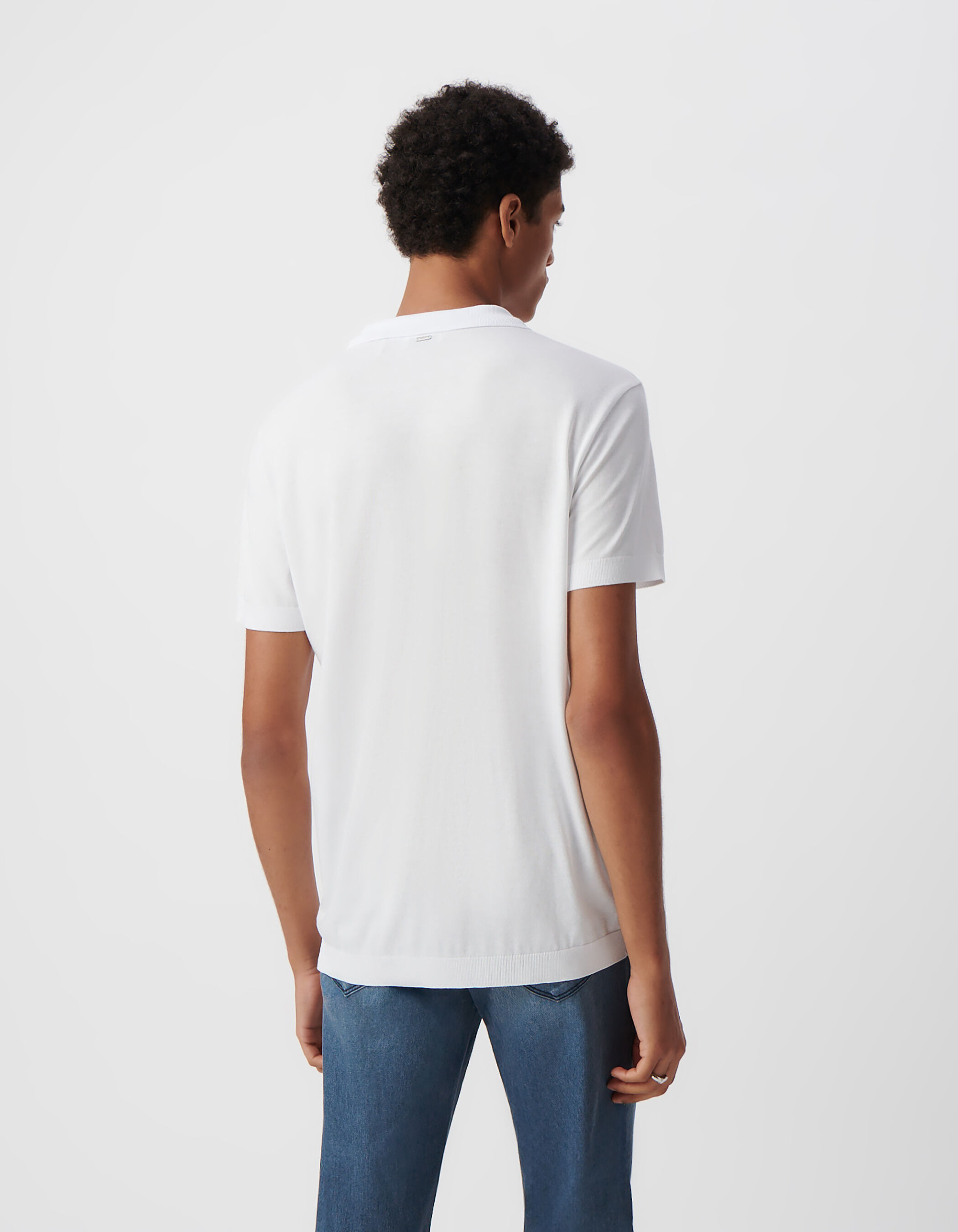 Polo blanc en coton modal Homme