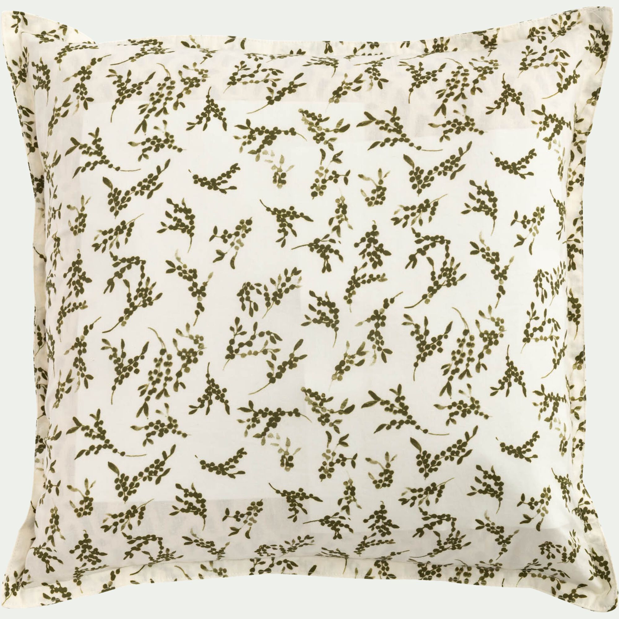 BAIA - Coussin en coton à motif fleurs 45x45cm - vert