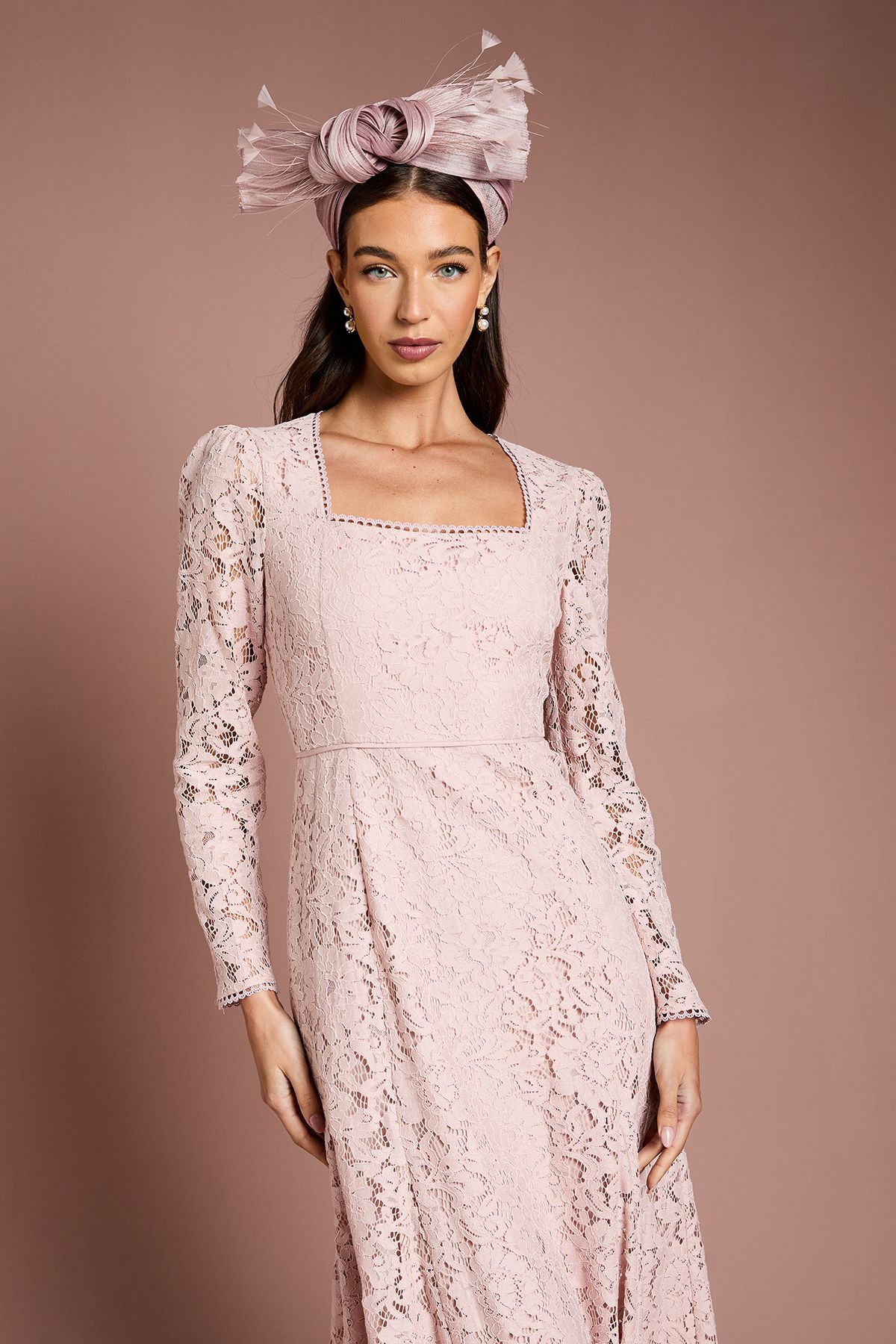 Coast Lisa Tan Lace Full Skirted Dress