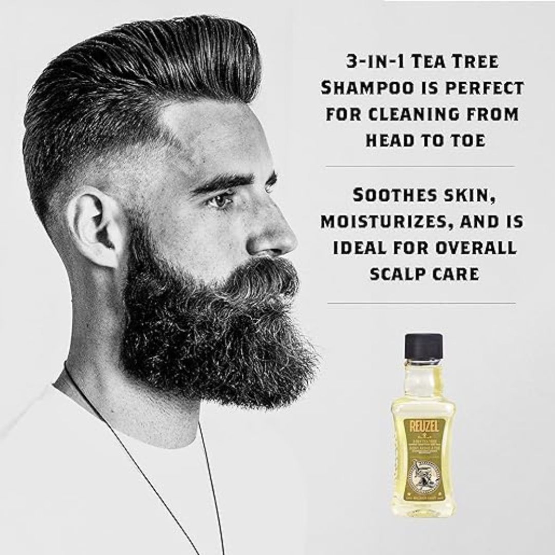 Reuzel 3-In-1 Tea Tree Shampoo - Cleanses Hair and Body - Soothes - 1000 ml