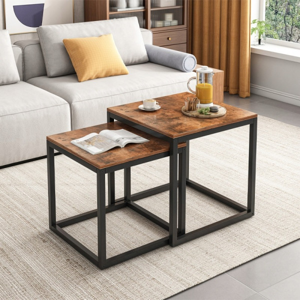 Stolik kawowy 2w1 kwadratowy loft zestaw stolików salonu