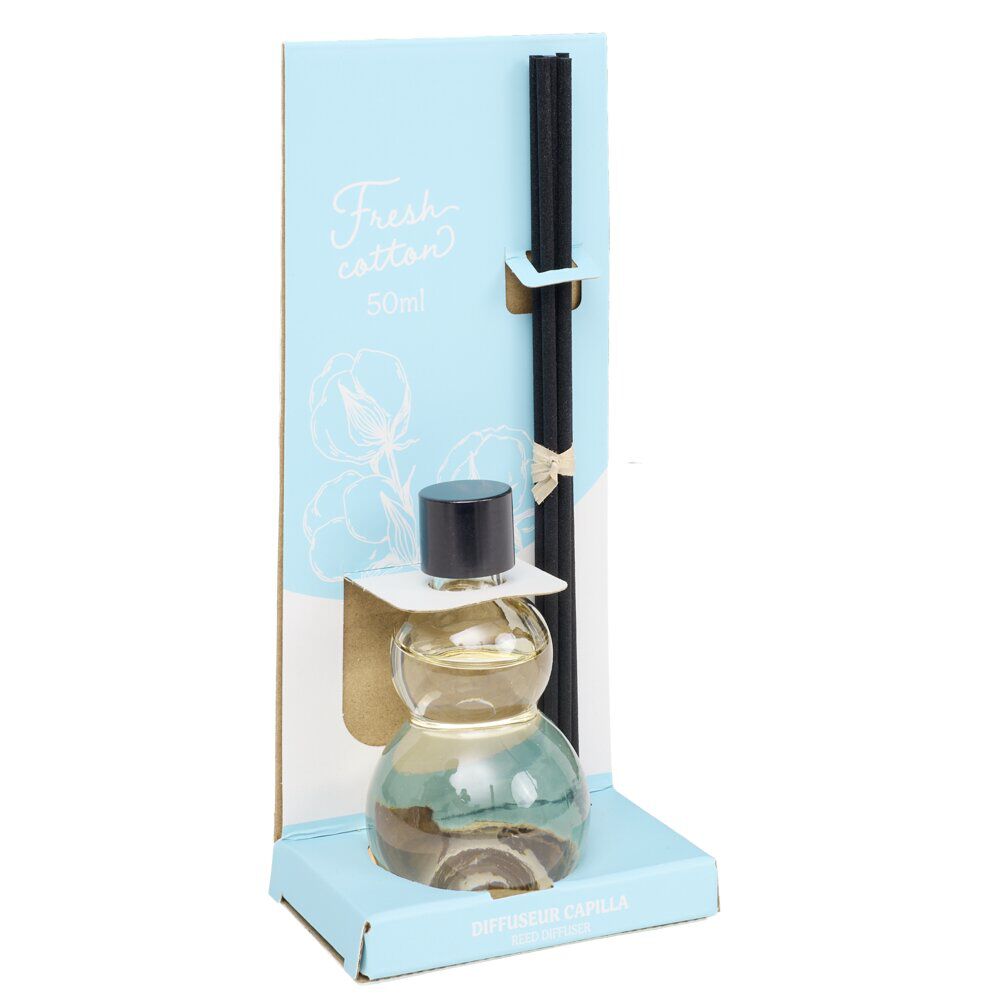 Diffuseur à bâtonnets 50ml Capilla en verre noir Ø5xH8,5cm (4 modèles)