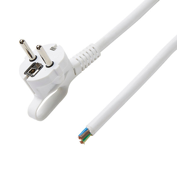 Cordon de rechange pour appareil avec mise à la terre Diall 16A H05VVF 3G1.5mm² 3m blanc