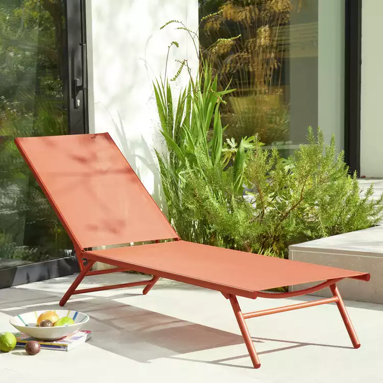 Habitat Cali Metal Sunlounger - Orange
